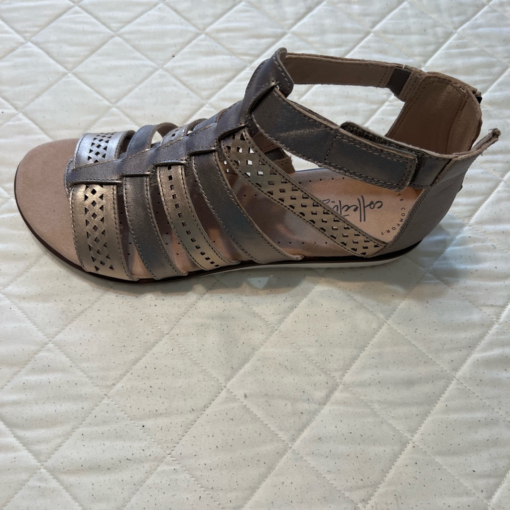 Grey Sandals Metallic Gray Strappy Sandal Size 8